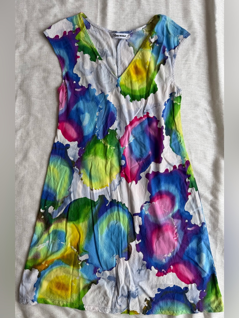 Jams World Multicolor Watercolor Print Cap-Sleeve Dress